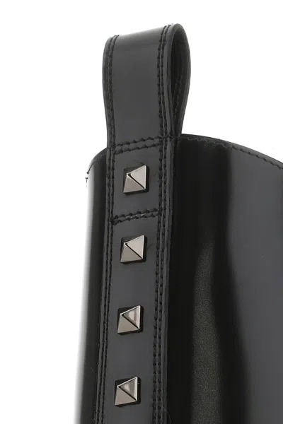Shop Valentino Black Leather Combat Boots