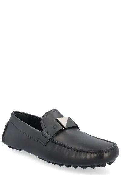 Shop Valentino Garavani Rockstud Slip-on Loafers In Black