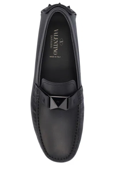 Shop Valentino Garavani Rockstud Slip-on Loafers In Black