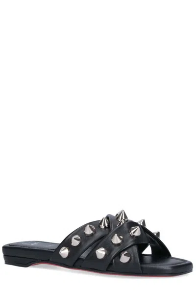 Shop Christian Louboutin Stud Embellished Open Toe Sandals In Black