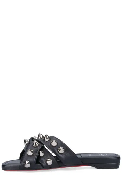 Shop Christian Louboutin Stud Embellished Open Toe Sandals In Black