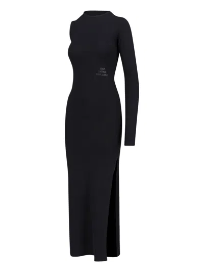 Shop Mm6 Maison Margiela Asymmetric Maxi Dress In Black