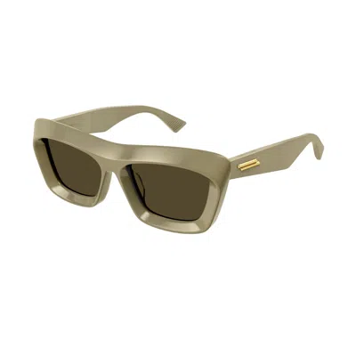 Shop Bottega Veneta Bv1283s Line New Classic 003 Sunglasses In Beige