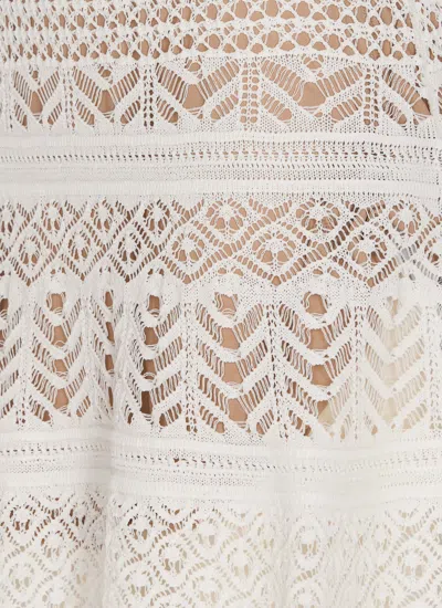 Shop Twinset Lace Effect Mini Knit Dress In Neve