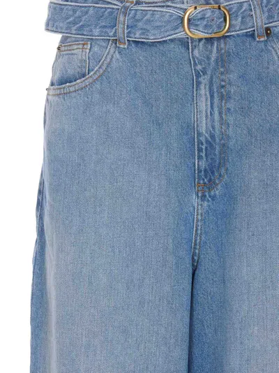 Shop Twinset Wide Leg Jeans With Belt In Denim