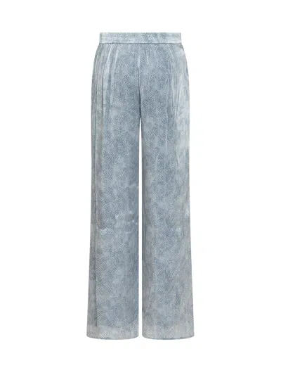 Shop Michael Kors Trousers With Petals Decoration In Chambray