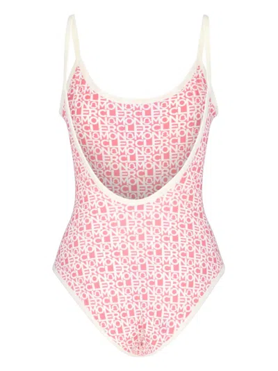 Shop Moncler One-piece Swimsuit In Pink