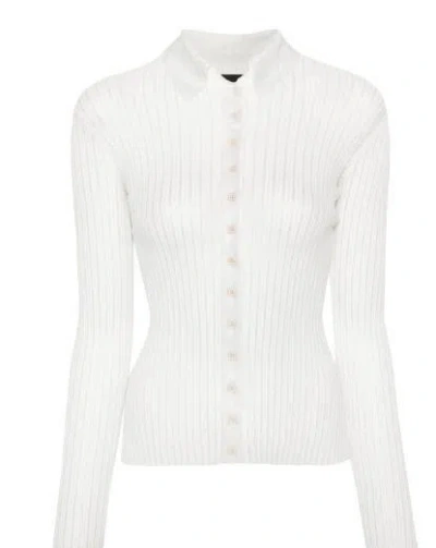 Shop Pinko Buttoned Rib-knit Sweater In Panna/argento