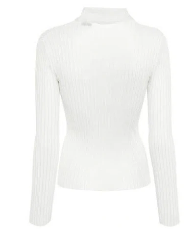 Shop Pinko Buttoned Rib-knit Sweater In Panna/argento