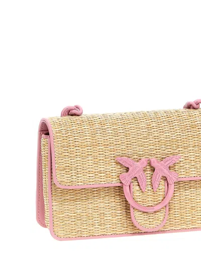 Shop Pinko Mini Love Bag Light Crossbody Bag In Naturale/rosa