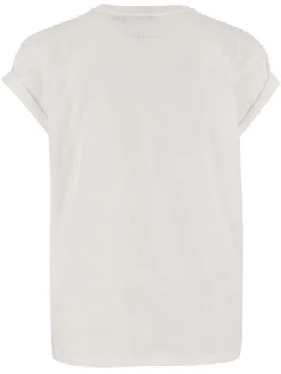 Shop Pinko Love Birds Printed Crewneck T-shirt In White