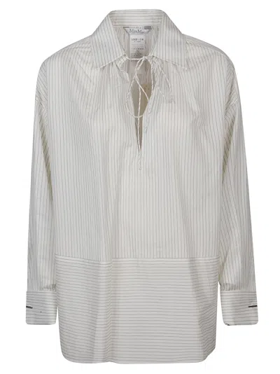 Shop Max Mara Saletta Long Sleeve Blouse In Bianco