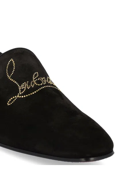 Shop Christian Louboutin Logo-detailed Loafers In Black