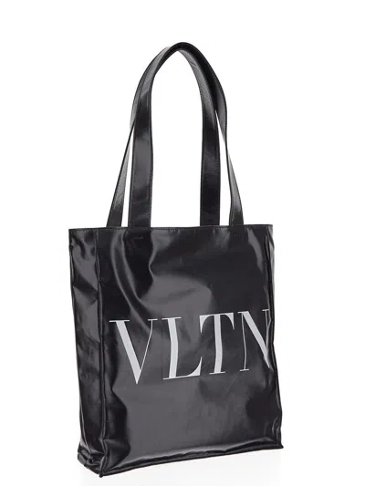 Shop Valentino Logo Printed Bag In Black