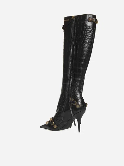 Shop Balenciaga Cagole Animalier Effect Leather Boots In Black