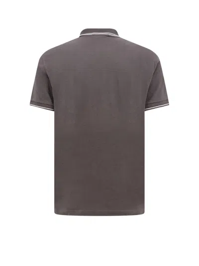 Shop Stone Island Logo Patch Short-sleeved Polo Shirt In Charcoal