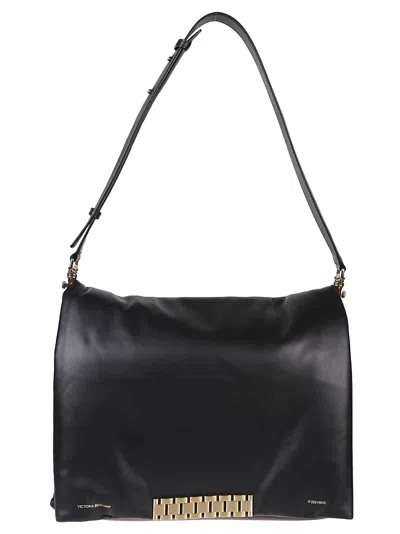 Shop Victoria Beckham Puffy Jumbo Chain Pouch Bag In Black