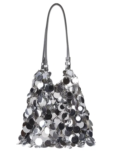 Shop Paco Rabanne Large Sparkle Discs Bag In Silver