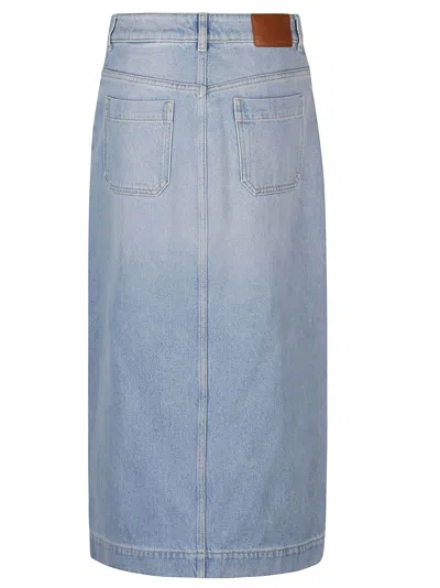Shop Moncler Midi Skirt In Blu Denim