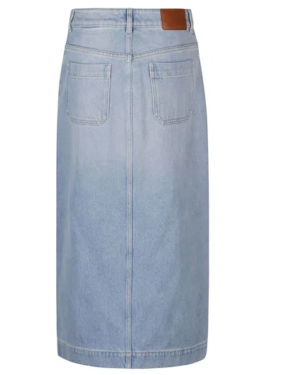 Moncler Button-up Denim Midi Skirt In Blu Denim