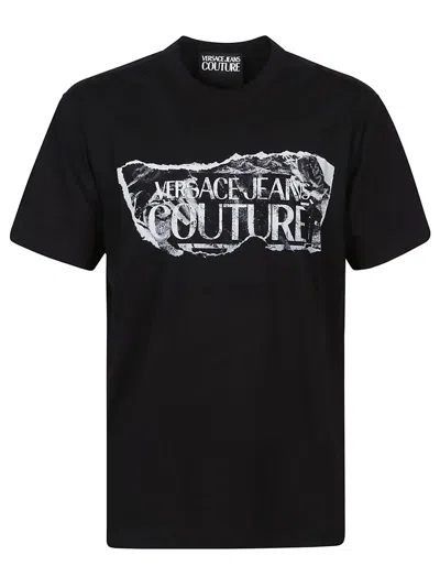 Shop Versace Jeans Couture Magazine Logo T-shirt In Black