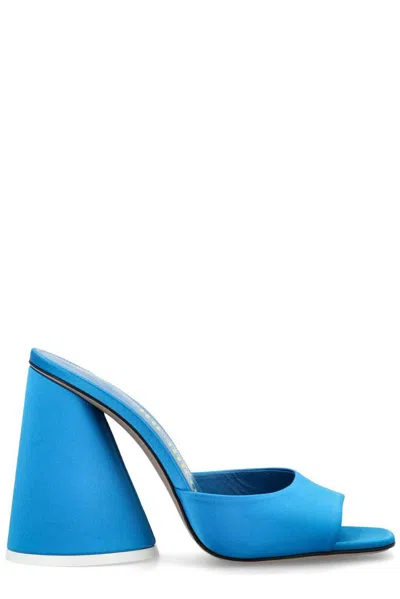 Shop Attico Luz Chunky Heel Mule In Clear Blue