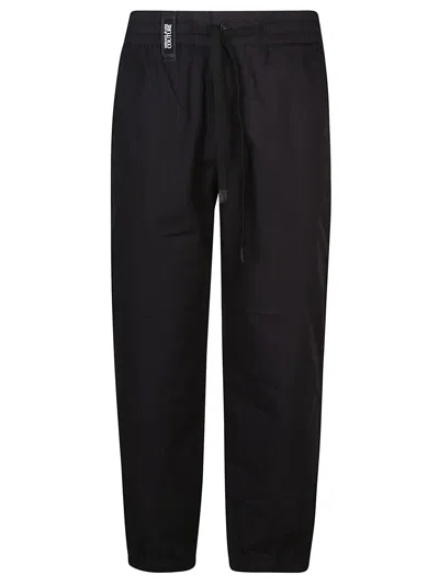 Shop Versace Jeans Couture Patch Logo Pant In Black