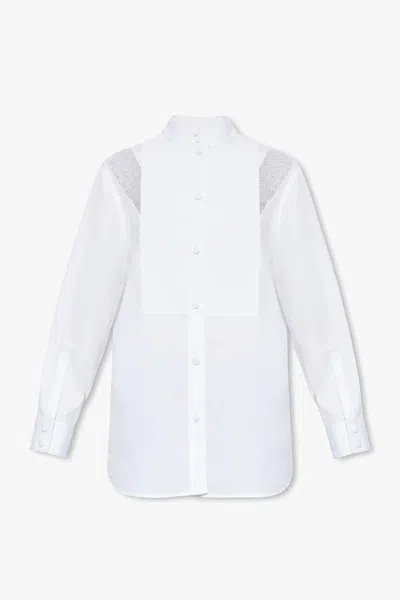 Shop Burberry Shirt With Lace Inserts In White