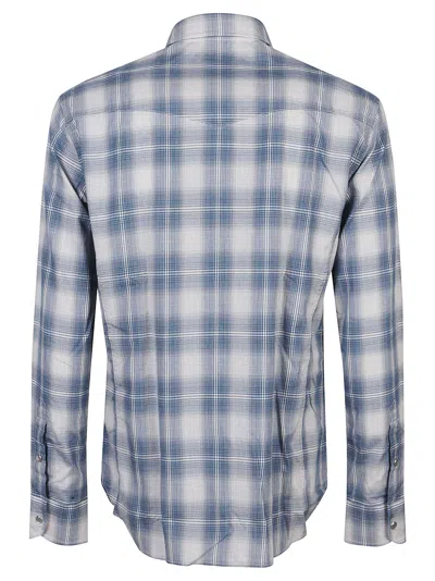 Shop Tom Ford Denim Western Slim Shirt In Zawdb Combo Dark Blue White