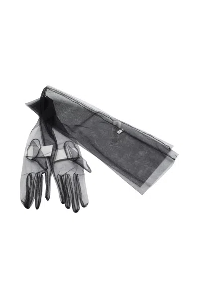Shop Maison Margiela Stretch Tulle Gloves In Black