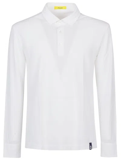 Shop Drumohr Oxford Long Sleeve Polo Shirt In Bianco