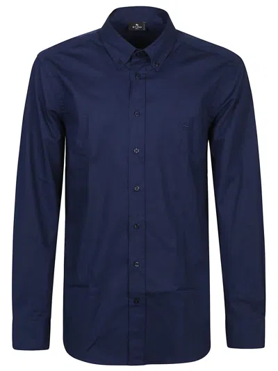 Shop Etro Roma Long Sleeve Shirt In Blu Navy