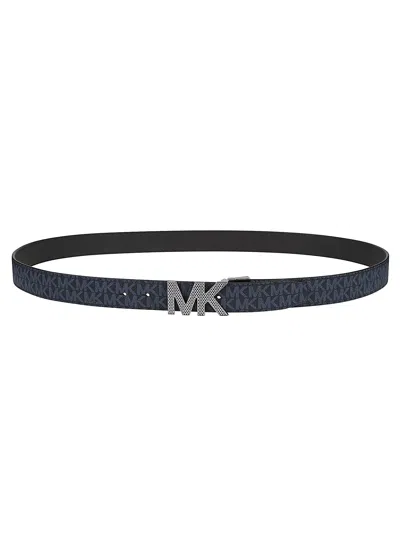 Shop Michael Kors Reversible Belt In Admiral Blue/pale Blue