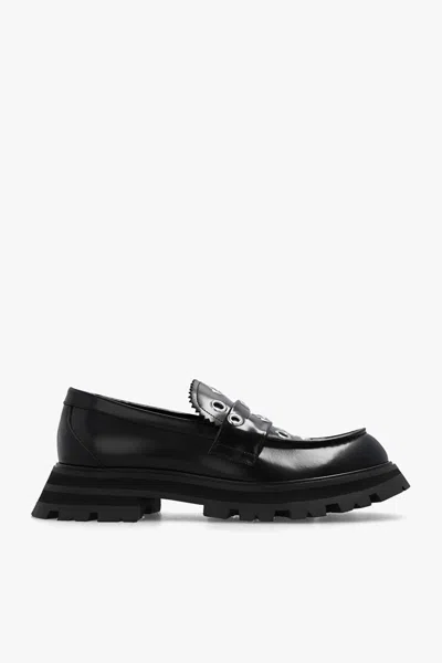 Shop Alexander Mcqueen Studded Leather Shoes In Black