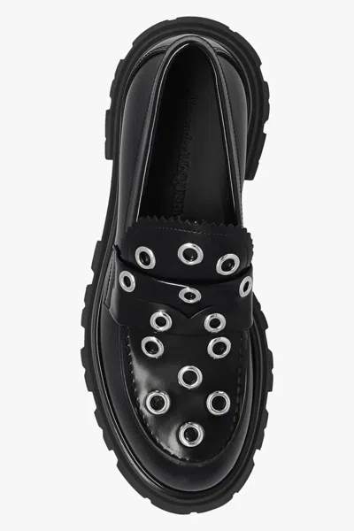 Shop Alexander Mcqueen Studded Leather Shoes In Black