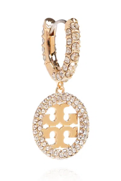 Shop Tory Burch Crystal Embellished Earrings In Gold/crystal