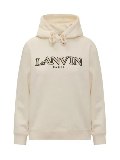 Shop Lanvin Logo Embroidered Drawstring Hoodie In White