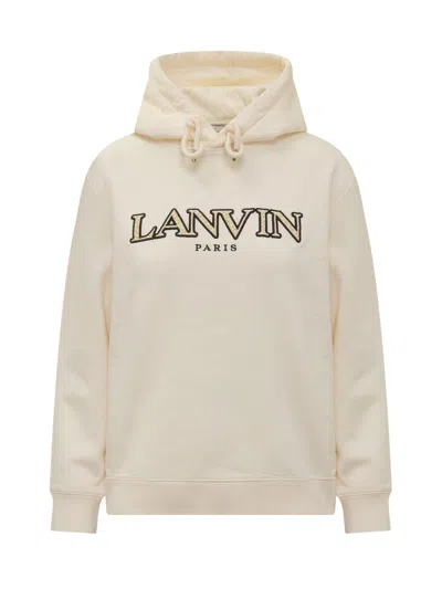 Lanvin Logo-embroidered Cotton Hoodie In White