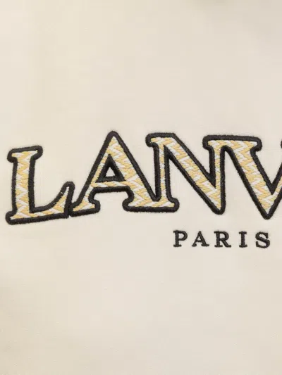 Shop Lanvin Logo Embroidered Drawstring Hoodie In White