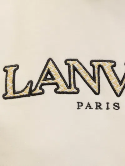 Lanvin Logo-embroidered Cotton Hoodie In White