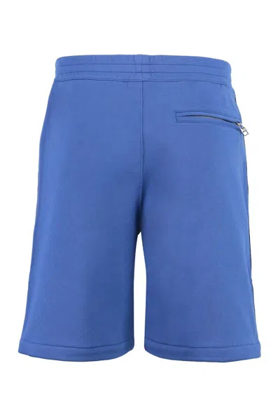 Shop Alexander Mcqueen Logo-tape Elasticated Waistband Jersey Shorts In Blue