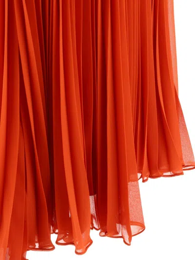 Shop Max Mara Golena Sleeveless Pleated Dress In Red