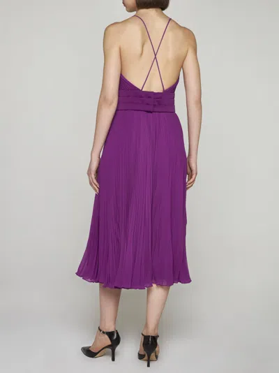 Shop Max Mara Clarino Pleated Fabric Midi Dress In Purple