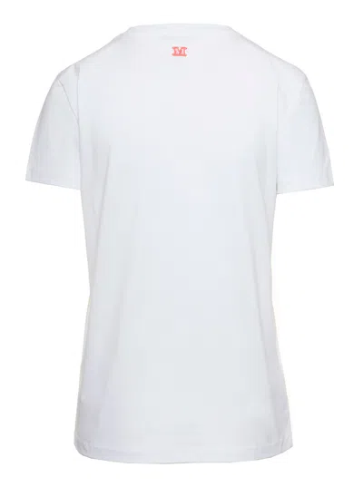 Shop Max Mara White T-shirt With Logo Print On The Chest In Cotton Woman In Orange