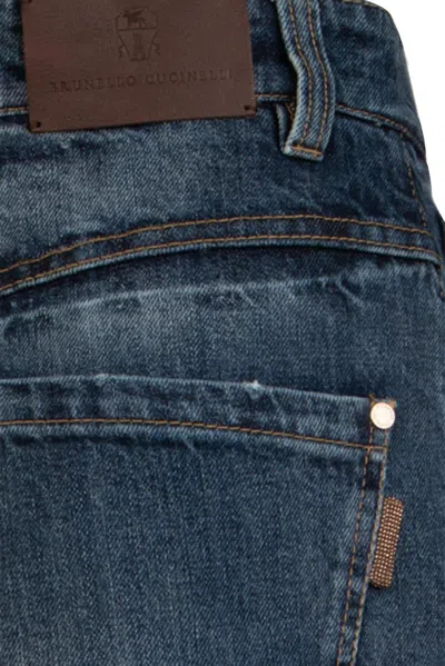 Shop Brunello Cucinelli High-waist Tapered Jeans In Blue