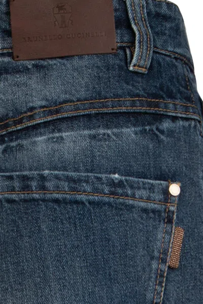 Brunello Cucinelli High-waist Tapered Jeans In Blue