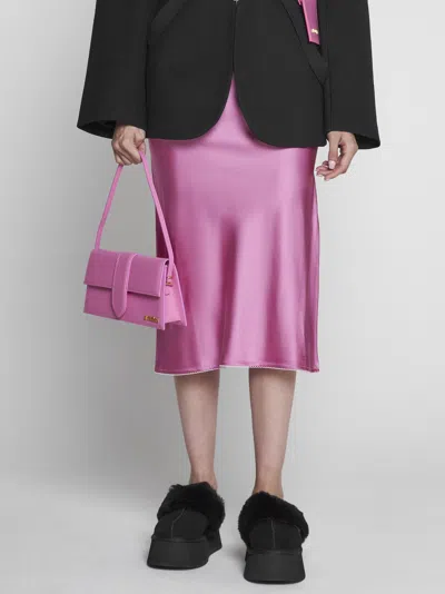 Shop Jacquemus Notte Satin Midi Skirt In Pink