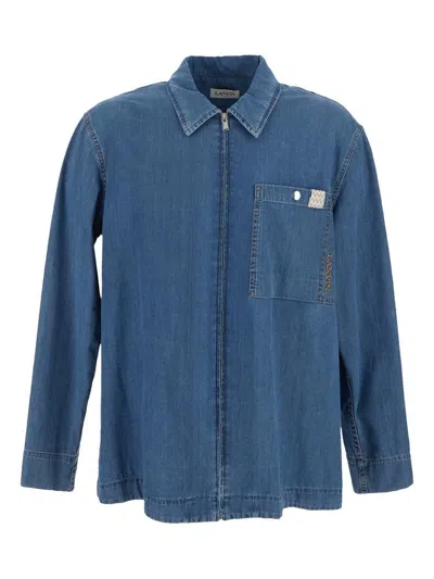 Shop Lanvin Denim Shirt In Clear Blue
