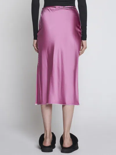 Shop Jacquemus Notte Satin Midi Skirt In Pink