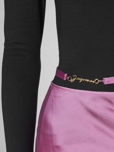 Jacquemus Logo-plaque Strap-detail Skirt In Pink